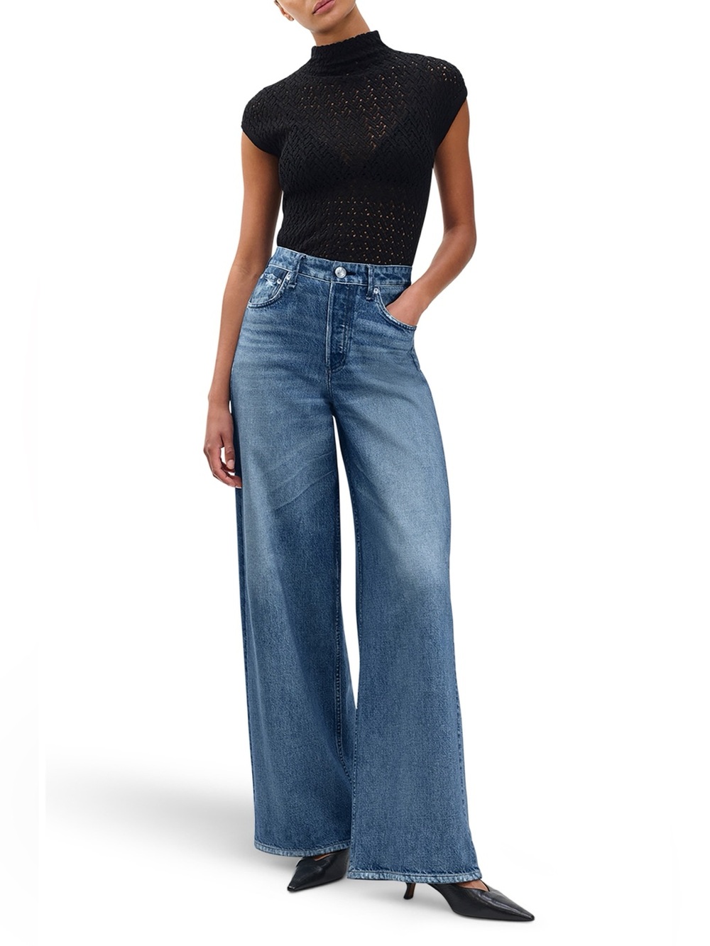 rag & bone Miramar Sofie High Waist Ankle Wide Leg Terry Sweatpant Jeans